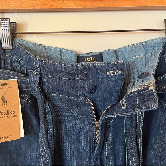 Ralph Lauren Denim Paper Bag Waist Pants Tie Belt Joggers Women's‎ - Picture 6 of 15